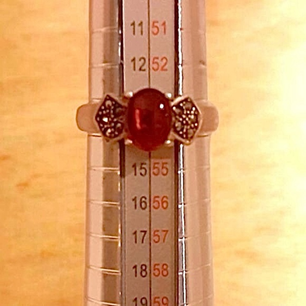 Vintage Southwestern Baltic Amber Marcasite Sterling Silver Women’s Size 7 Ring - Picture 4 of 7